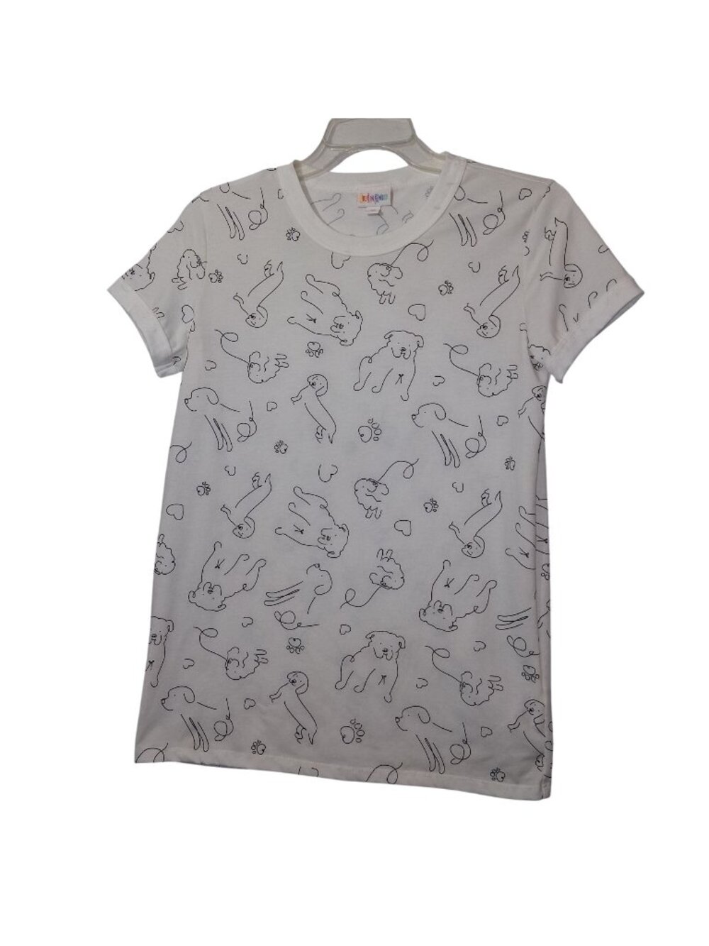 LuLaRoe XS Dog Print Short Sleeve White T-Shirt Soft Stretchy Casual Top